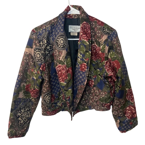 Carol Anderson Collection Jackets & Blazers - Carol Anderson Collection Petite Floral Rose Patchwork Bomber Jacket